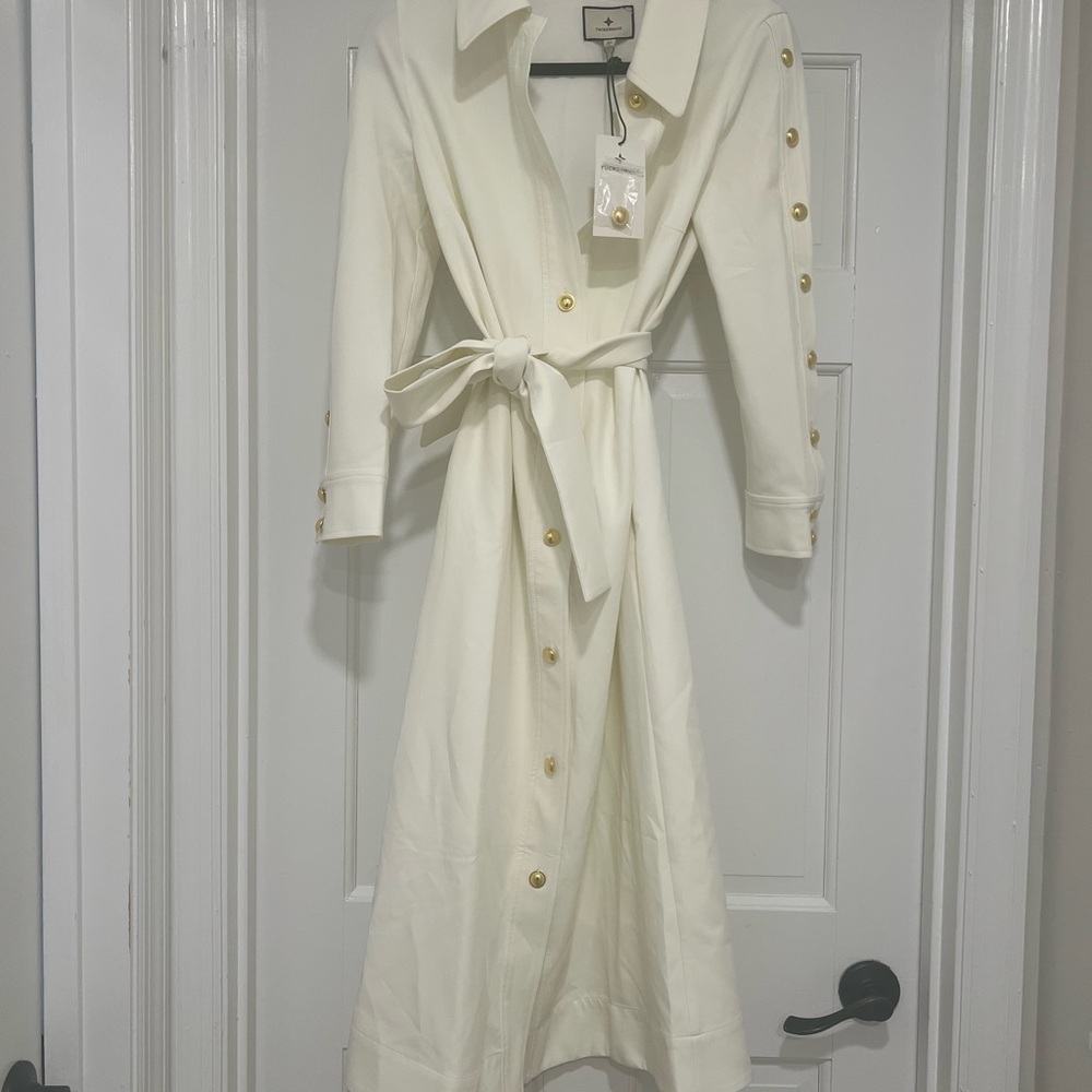 Tuckernuck Cream Long Sleeve Wrap Dress